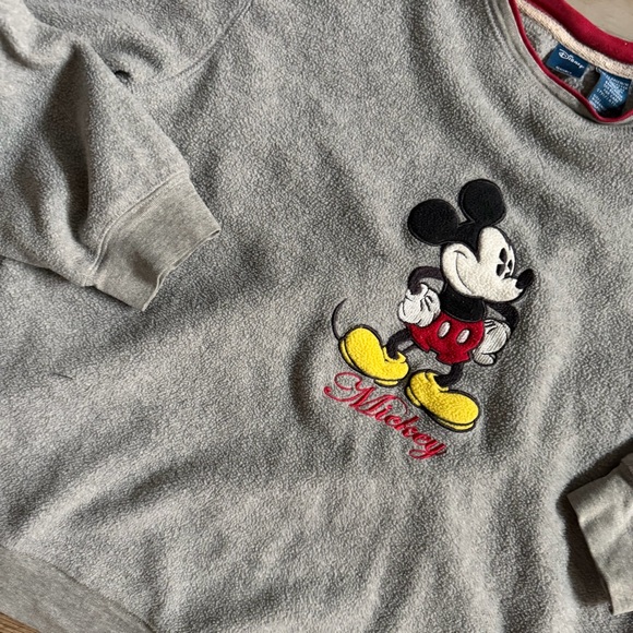 Disney Vintage Mickey Mouse Gray Crewneck Fleece Sweatshirt - Picture 6 of 9